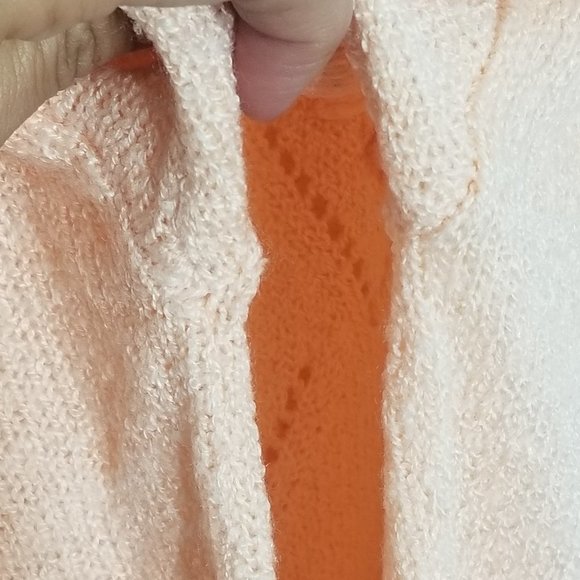 Maggie Jana Soft Peach Coquette Vintage Diamond Knit Granny Sweater Cottagecore - Picture 8 of 8